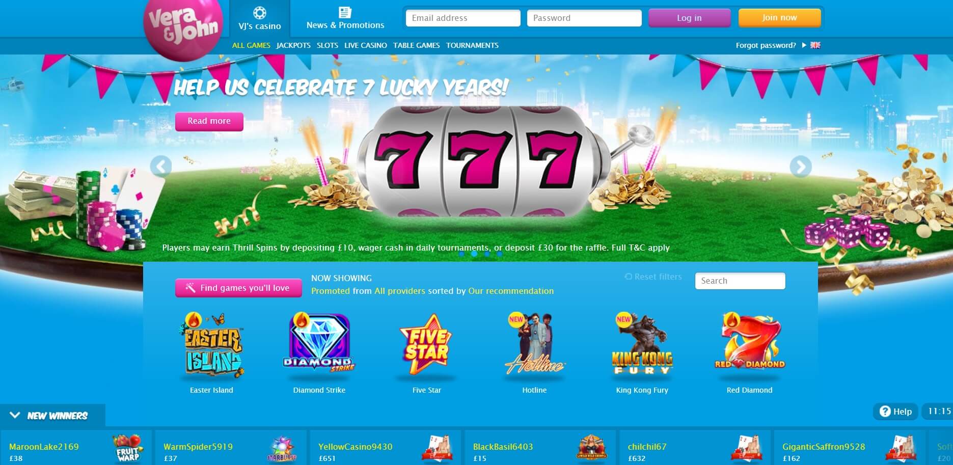 vera & john casino review games and slots